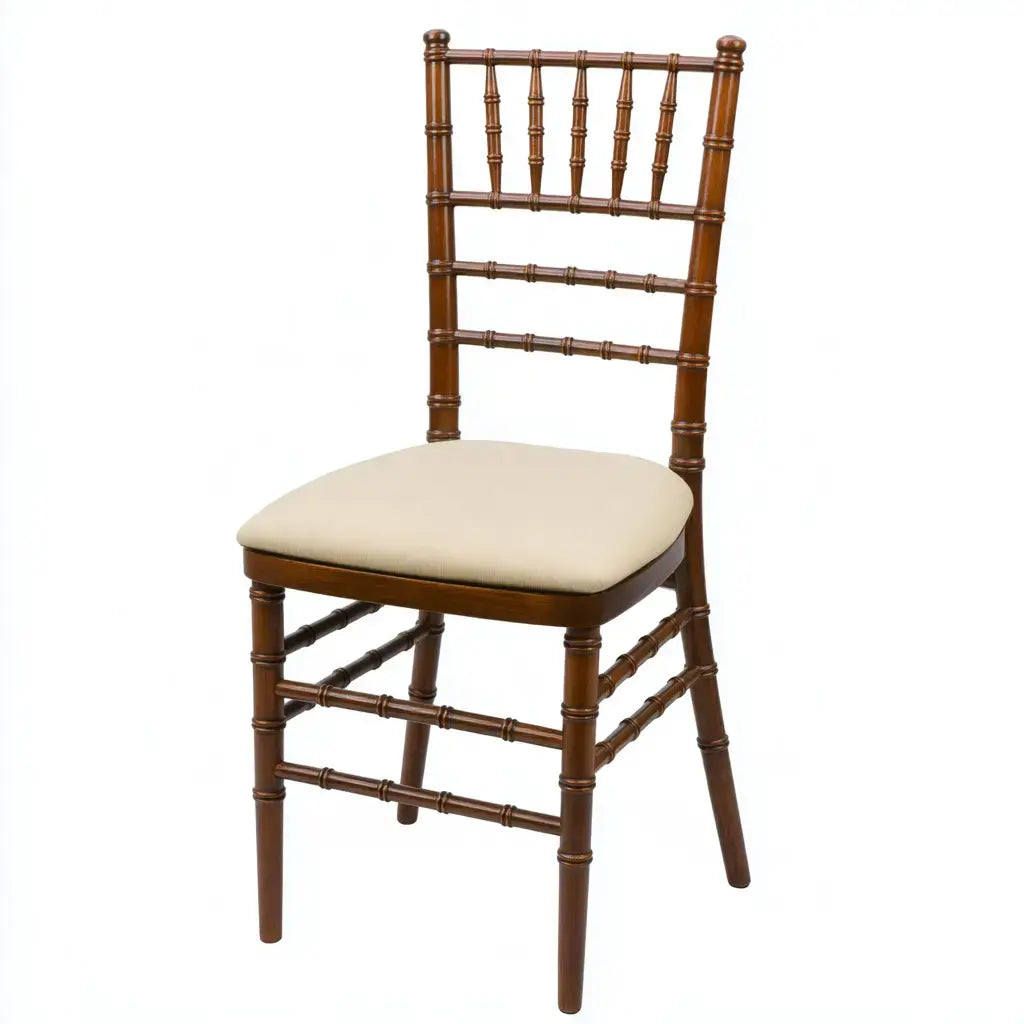 Silla con respaldo de barrotes y asiento acolchado - marrón/beige