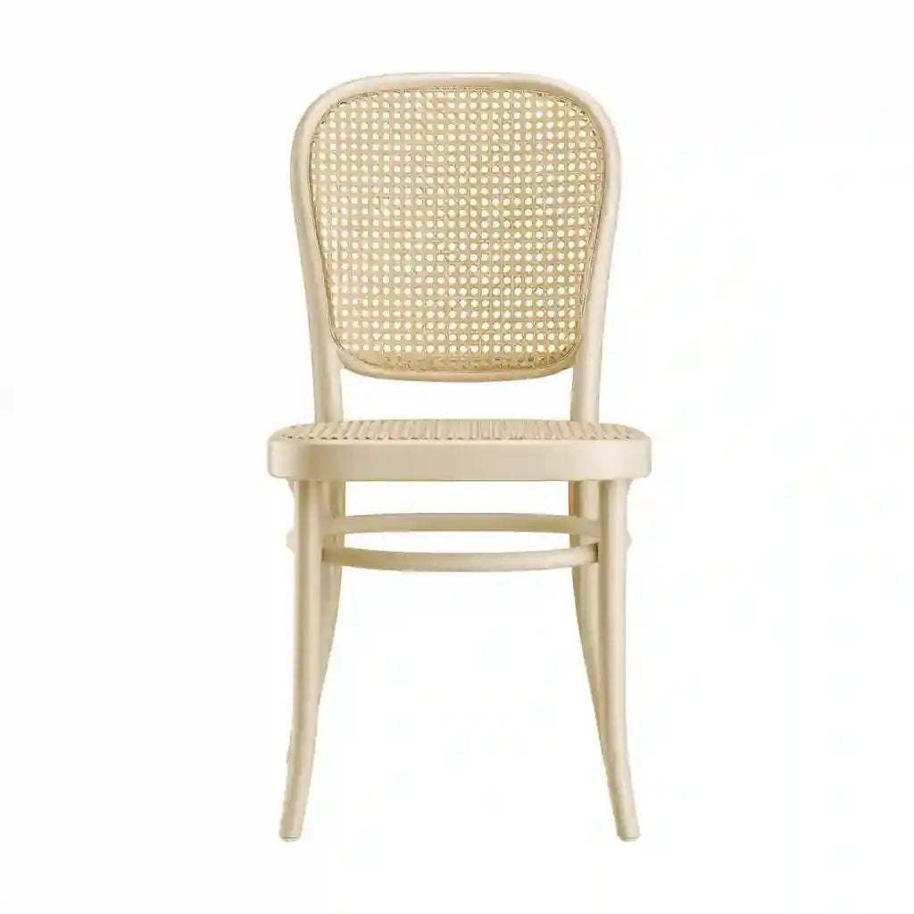 Silla con respaldo de rejilla y asiento liso - beige