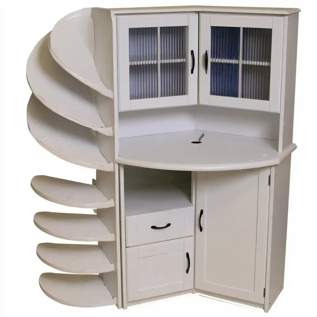 Aparador con estantes curvos y puertas inferiores - beige