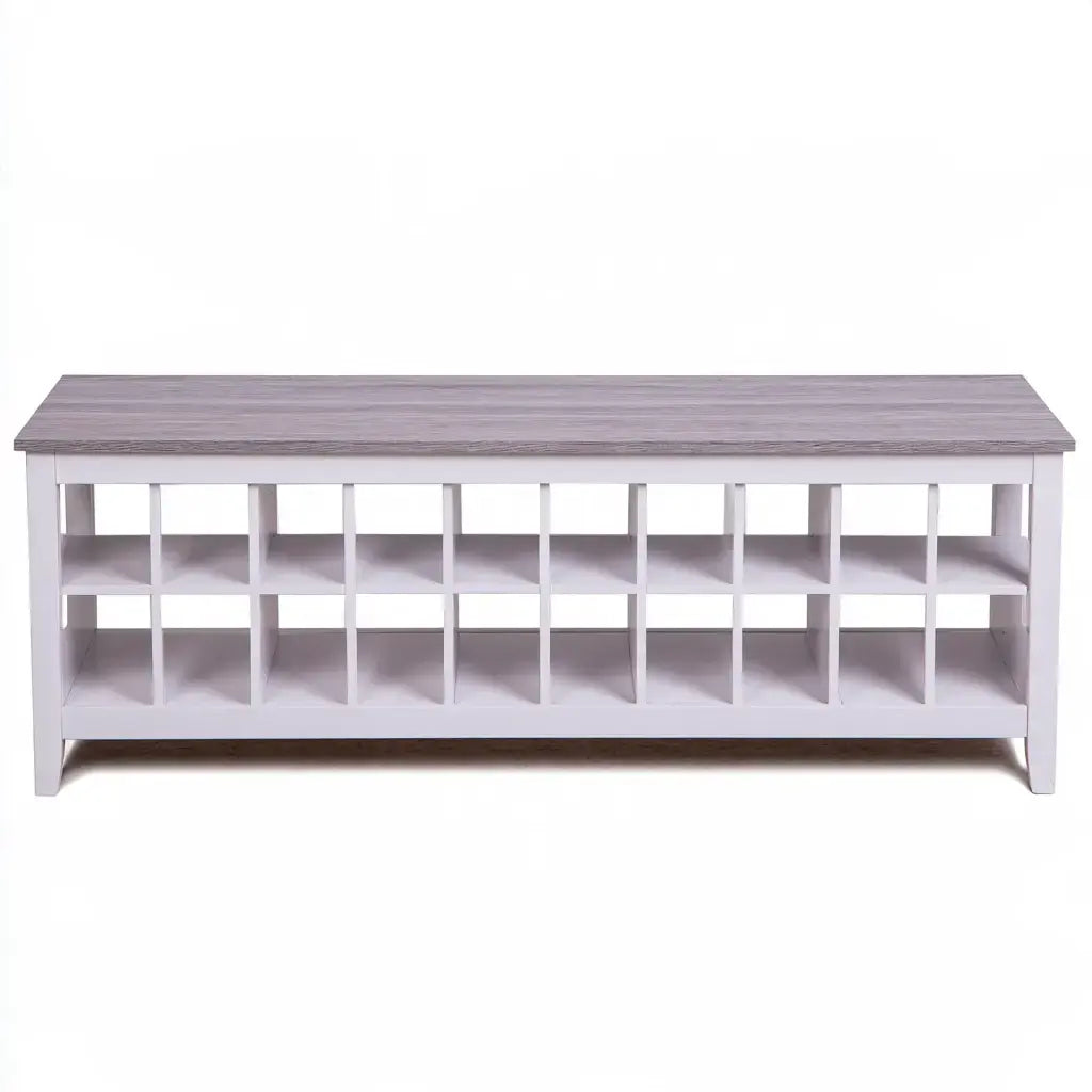 Isla de cocina con compartimentos abiertos simétricos - blanco/gris