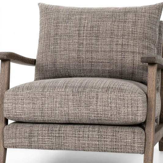 Sillón con cojín amplio y brazos de marco - gris/marrón
