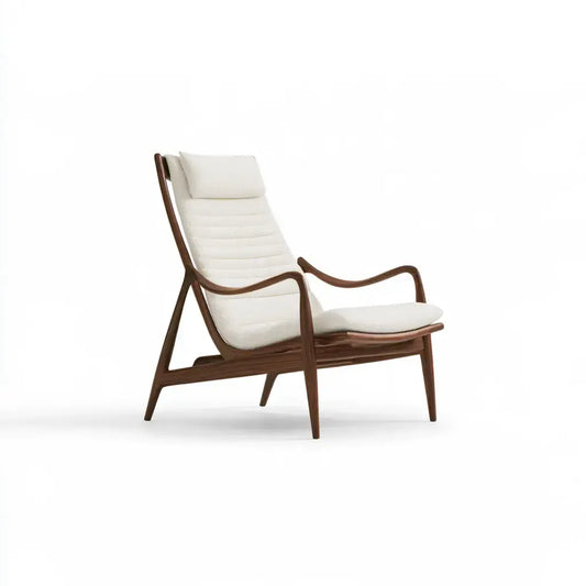 Sillón con respaldo alto y brazos abiertos - beige/marrón