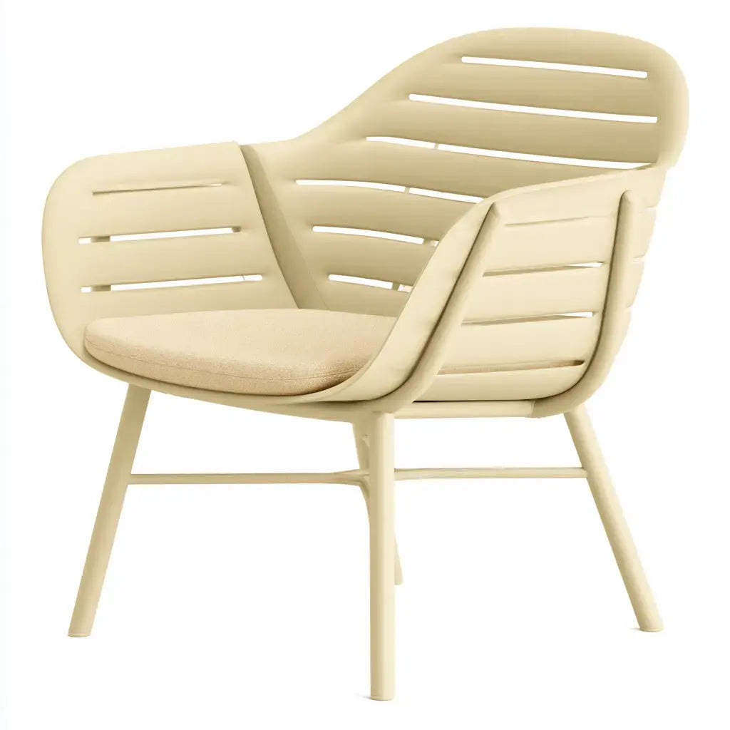 Sillón con respaldo envolvente de bandas - beige