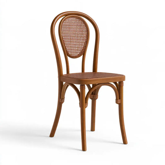 Silla con respaldo ovalado con rejilla - marrón