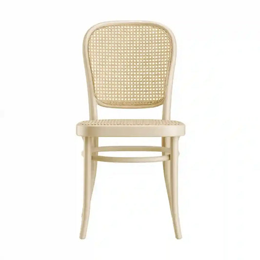 Silla con respaldo de rejilla y asiento liso - beige