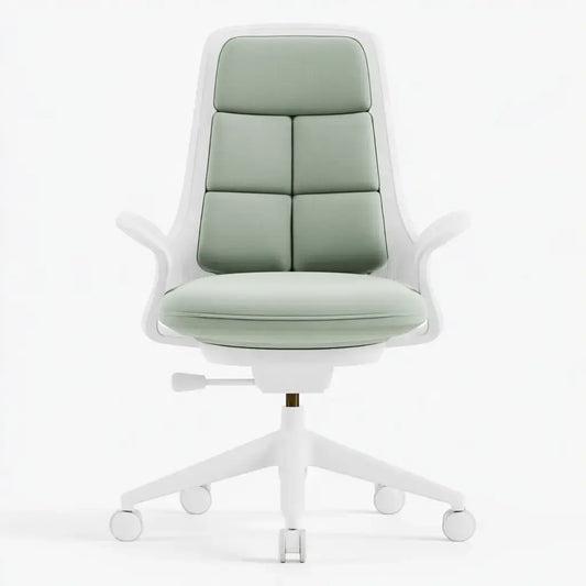 Silla de oficina con respaldo segmentado y ruedas - verde/blanco