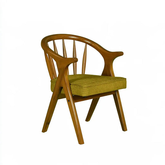 Silla con respaldo de varillas y asiento tapizado - marrón/verde