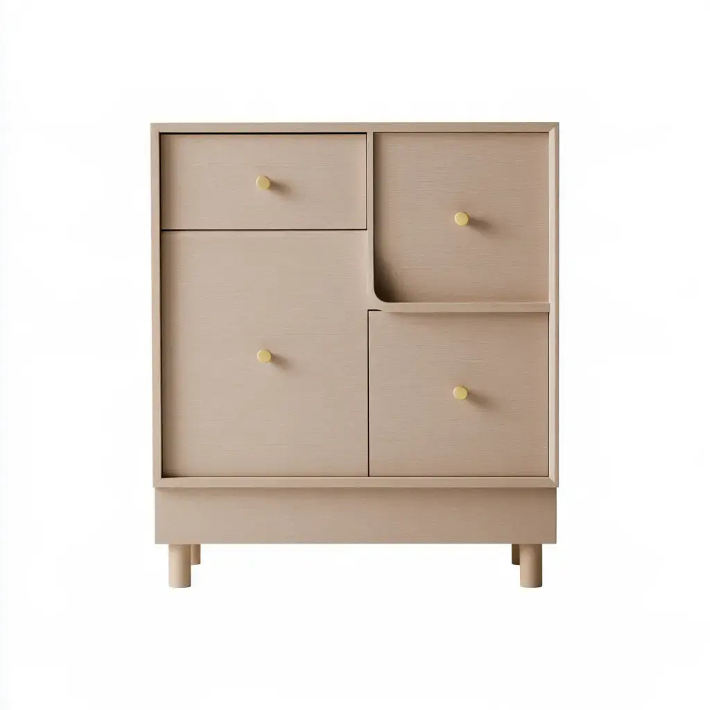 Cómoda con cajones asimétricos de esquinas curvas - beige